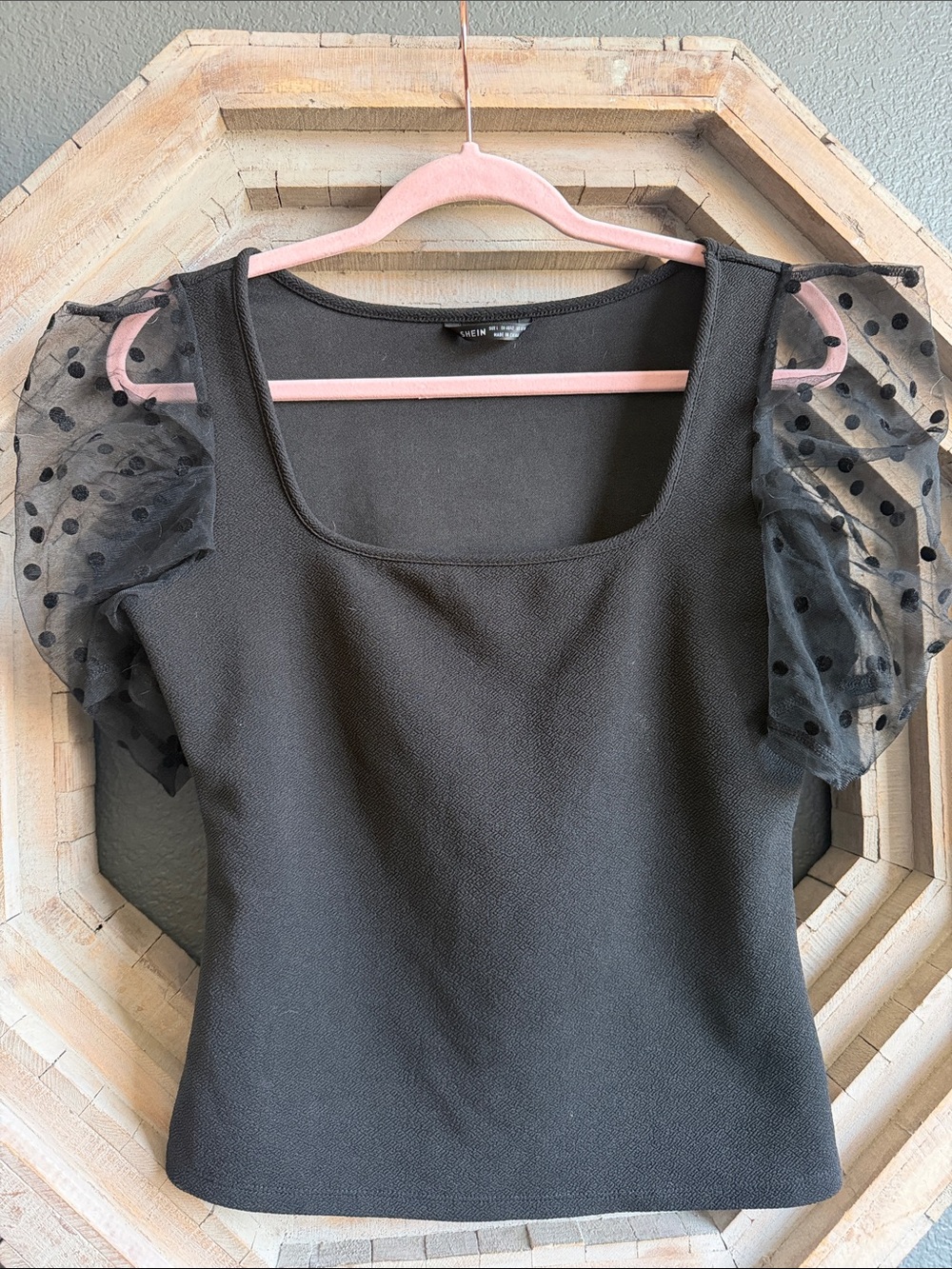 BOGO ❗️Black top with sheer polka dot sleeves